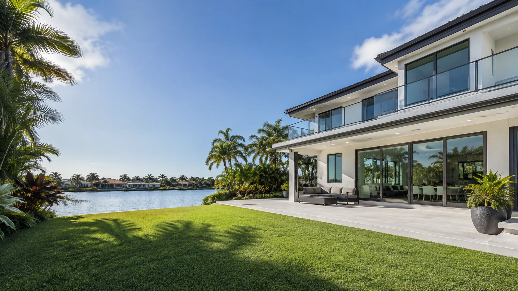 Beautiful South Florida home with clean windows and tropical landscaping